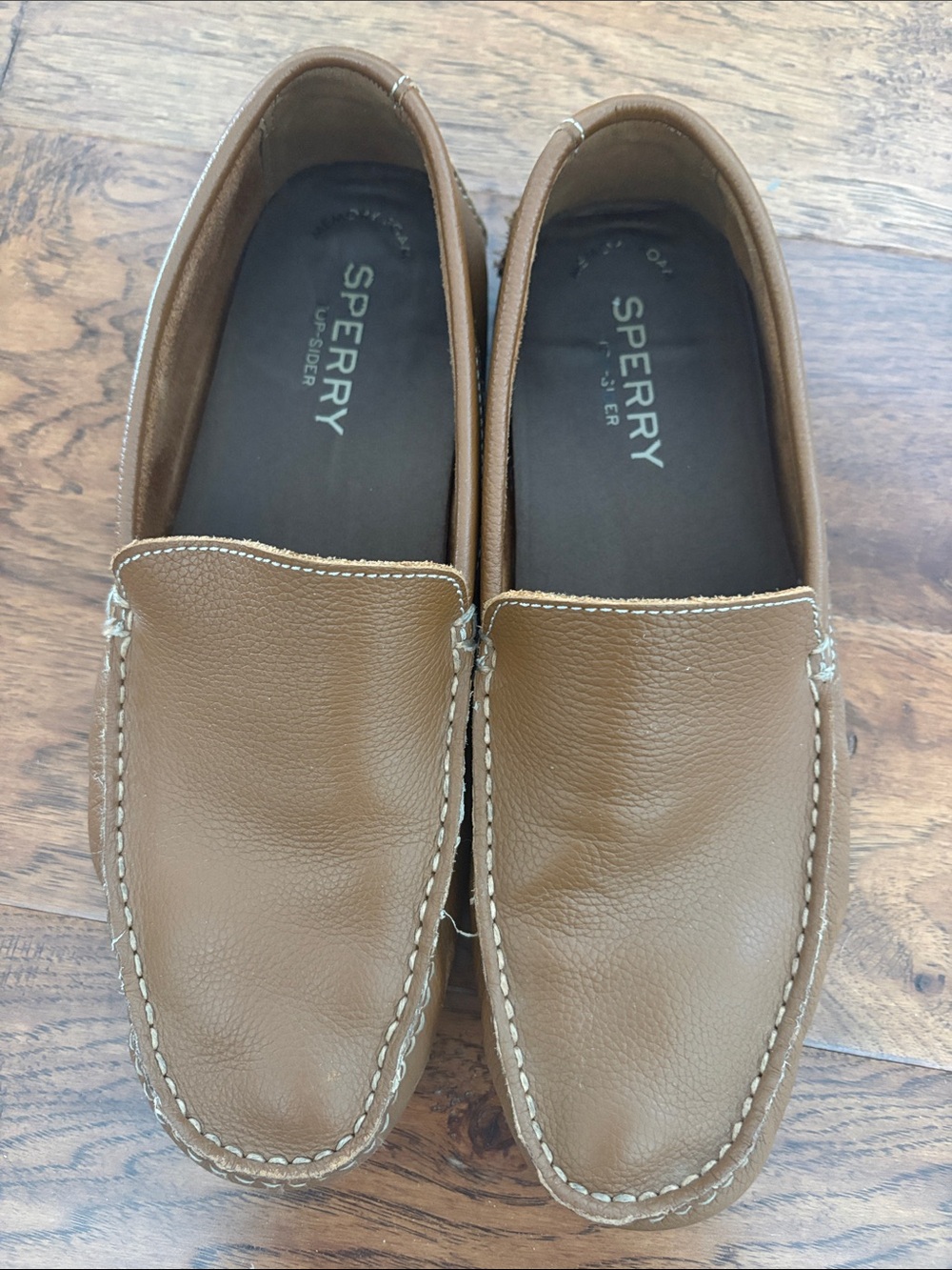 Sperry Men’s Tan Leather Slip-On Driving Loafers